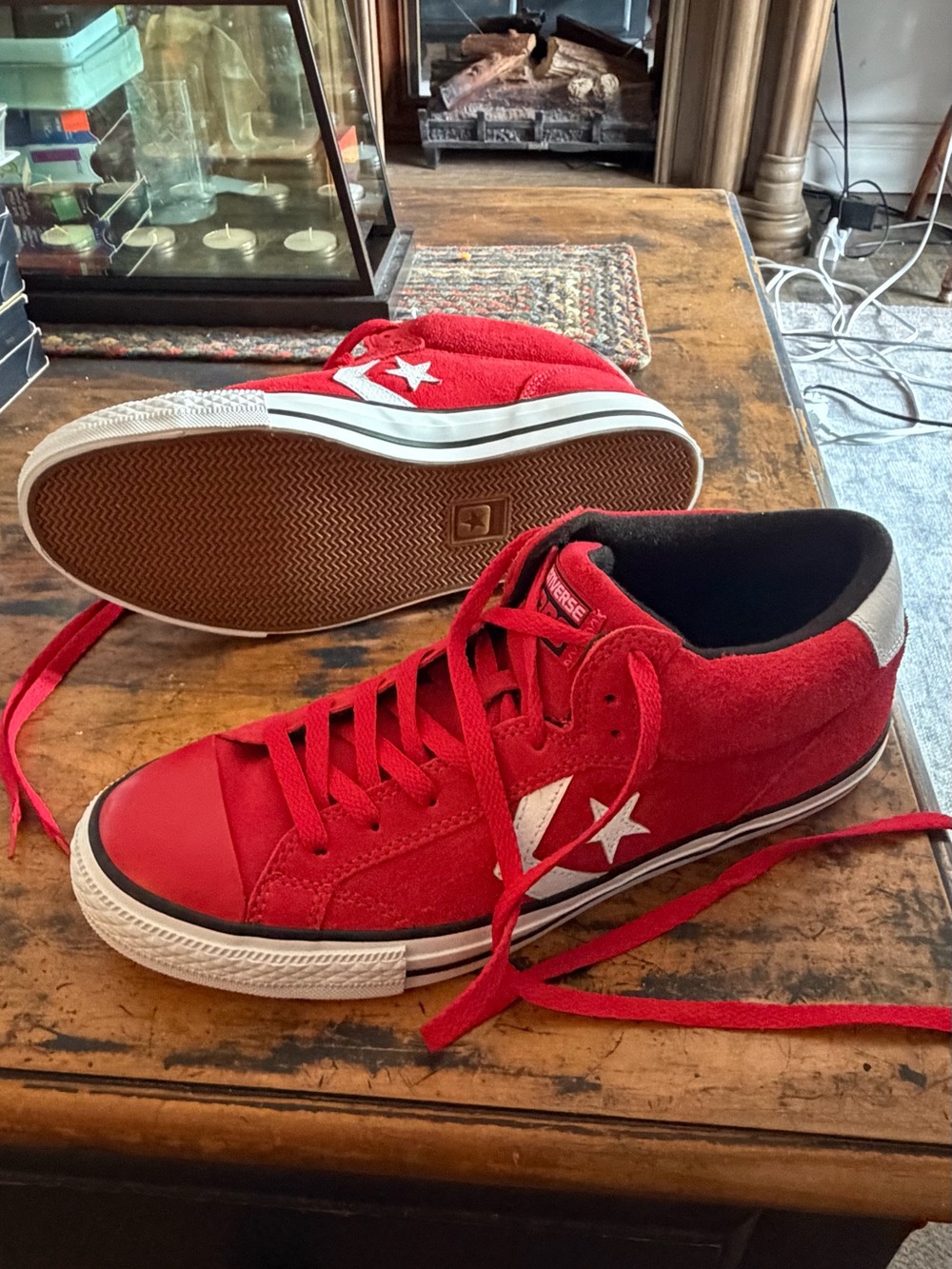 Converse Red Low-Top Sneakers with White Star Accent